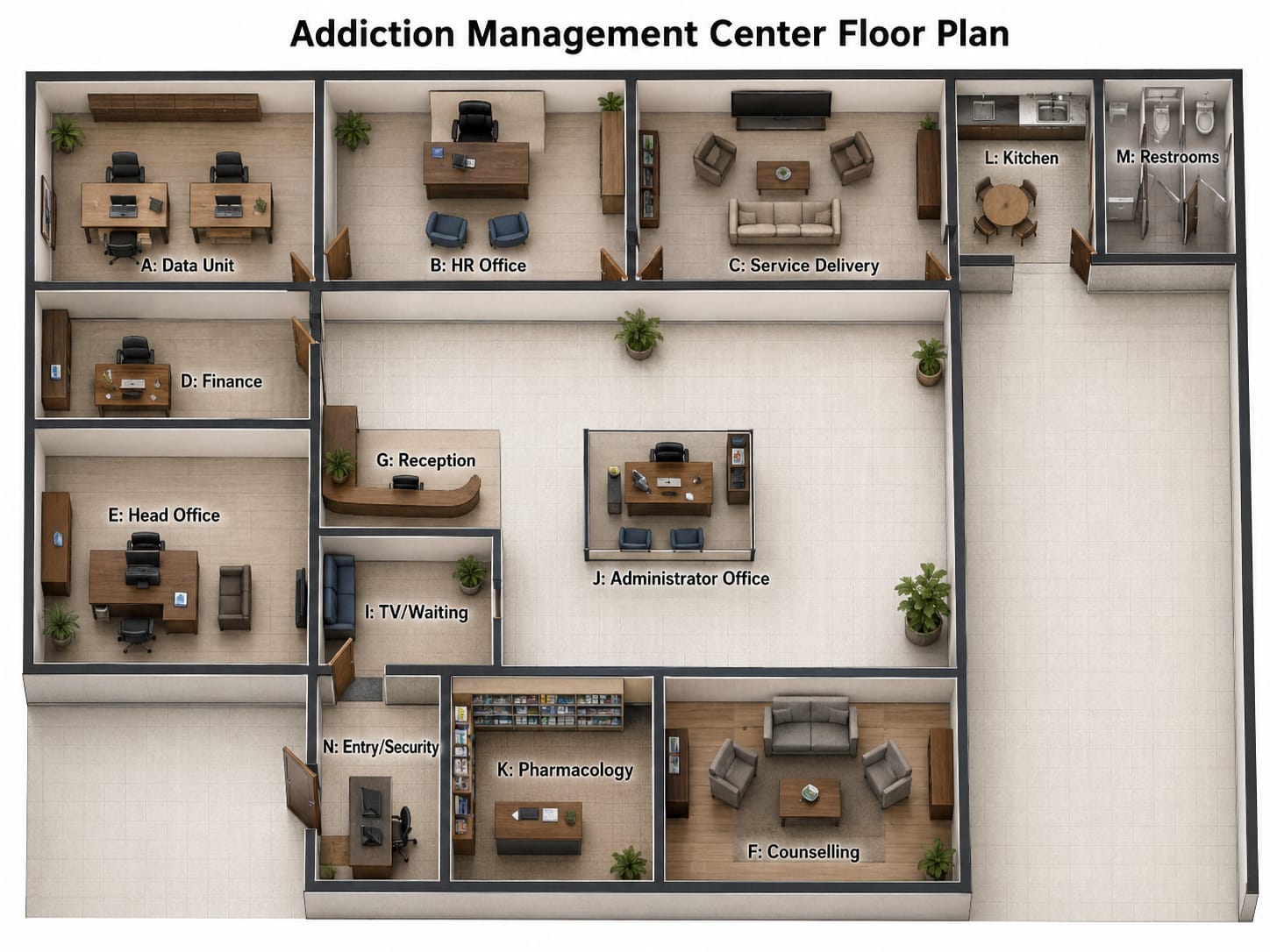 Planned Addiction Management Center floor plan